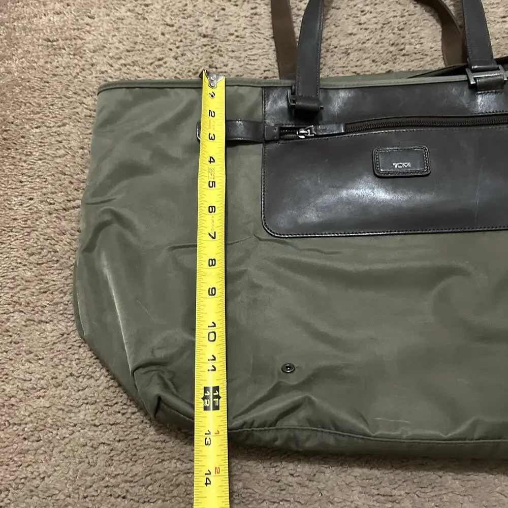 Tumi Pack-a-Way 100% Nylon Taupe Tote with Brown Leather Accents and Handles